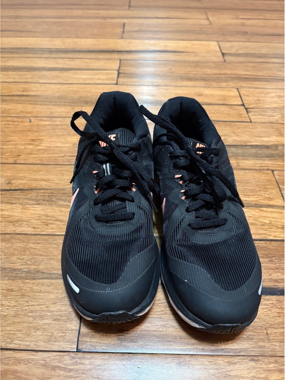Nike Dual Fusion Size 9 Womens Black Peach Running Cushion Gym Marathon Ladies